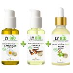 LY BIO PACK HUILE CAMOMILLE 50ML - POMPE + HUILE GIROFLE 50ML - POMPE + HUILE RICIN 50ml - PIPETTE