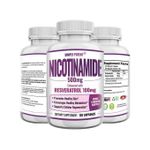Simply Nicotinamide 500mg + 100mg Resveratrol, Supplément NAD anti-âge, 120 Capsules
