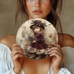 product_image_name-Generic-Plaque Murale Ronde en Aluminium Vintage avec Petite Fille Mignonne - 20.32x20.32 cm Décor Rustique à Thème Automnal avec Baies & Feuilles - Parfait pour la Cuisine, le Salon ou le Bureau - Cadeau Idéal pour Noël & l'Hiver-1