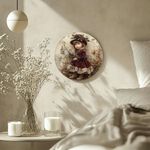 product_image_name-Generic-Plaque Murale Ronde en Aluminium Vintage avec Petite Fille Mignonne - 20.32x20.32 cm Décor Rustique à Thème Automnal avec Baies & Feuilles - Parfait pour la Cuisine, le Salon ou le Bureau - Cadeau Idéal pour Noël & l'Hiver-4