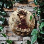 product_image_name-Generic-Plaque Murale Ronde en Aluminium Vintage avec Petite Fille Mignonne - 20.32x20.32 cm Décor Rustique à Thème Automnal avec Baies & Feuilles - Parfait pour la Cuisine, le Salon ou le Bureau - Cadeau Idéal pour Noël & l'Hiver-5