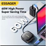 product_image_name-ESSAGER-Mini boîte de rangement de voyage multifonctionnelle, charge rapide, USB A/C vers VopeC, câble Micro Rains, support de téléphone,-2