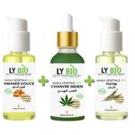 LY BIO PACK HUILE AMANDE DOUCE 50ml - POMPE + HUILE HYDRATANTE & NUTRITIVE 50ML - PIPETTE + HUILE THYM 50ML - POMPE