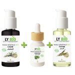 LY BIO PACK HUILE CADE 50ML - POMPE + HUILE ESSENTIEL ROMARIN 10ML + HUILE THYM 50ML - POMPE