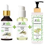 LY BIO PACK HUILE CADE 50ML - PIPETTE + HUILE THYM 50ML - POMPE + SHAMPOOING AUX EXTRAITS DE PLANTES 200ML