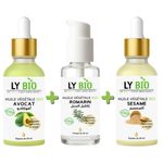 LY BIO PACK HUILE AVOCAT 50ml - PIPETTE + HUILE ROMARIN 50ml - POMPE + HUILE SESAME 50ml - PIPETTE