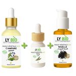 LY BIO PACK HUILE CAMPHREE 50ML - PIPETTE + HUILE ESSENTIEL THYM 10ML + HUILE NIGELLE 50ML - POMPE