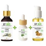 LY BIO PACK HUILE CADE 50ML - PIPETTE + HUILE ESSENTIEL ROMARIN 10ML + HUILE FENUGREC 50ML - POMPE