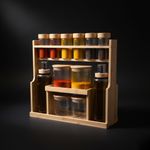 product_image_name-Generic-وحدة تخزين وتنظيم تحتوي على 12 قطعة مع أوعية توابل زجاجية وأغطية من الخيزران الطبيعي-4