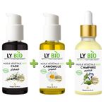 LY BIO PACK HUILE CADE 50ML - POMPE + HUILE CAMOMILLE 50ML - POMPE + HUILE CAMPHREE 50ML - PIPETTE