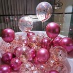 25 ballons fushia métallique & transparent avec confetti 31 CM pour décorations anniversaire