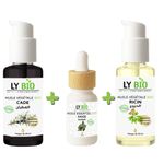 LY BIO PACK HUILE CADE 50ML - POMPE + HUILE ESSENTIEL SAUGE 10ML + HUILE RICIN 50ml - POMPE
