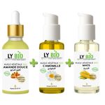 LY BIO PACK HUILE AMANDE DOUCE 50ML - PIPETTE + HUILE CAMOMILLE 50ML - POMPE + HUILE MAIS 50ML - POMPE
