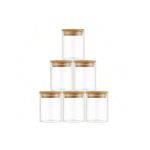 product_image_name-Generic-Lot de 6 bocaux en verre avec couvercle hermétique en bambou, ensemble de boîtes à épices de cuisine-1