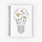 Light Bulb with Yellow Flowers Spiral Notebook Bloc note