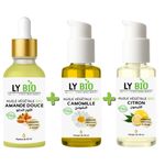 LY BIO PACK HUILE AMANDE DOUCE 50ML - PIPETTE + HUILE CAMOMILLE 50ML - POMPE + HUILE CITRON 50ML - POMPE