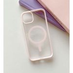 Case Pochette magnétique transparente Rose pour iPhone 12 [compatible avec chargeur MagSafe