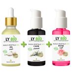 LY BIO PACK HUILE AIL 50ML - PIPETTE + HUILE CADE 50ML - POMPE + HUILE ROSE 50ml - POMPE