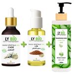 LY BIO PACK HUILE CADE 50ML - PIPETTE + HUILE LIN 50ML - POMPE + SHAMPOOING ALOE VERA 200ML