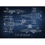 F18 hornet blueprint  Poster Chambre Haute Qualité