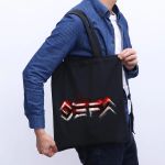 1pc Sac Fourre-Tout Defa à Imprimé Graphique Audacieux pour Femmes & Hommes - Sac de Plage en Polyester Durable Grande Capacité, Lavable à la Main Noir avec Design Urbain, Poignées Solides, Usage Quotidien, Matériau de Haute Qualité, Accessoire Masculin