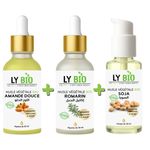 LY BIO PACK HUILE AMANDE DOUCE 50ML - PIPETTE + HUILE ROMARIN 50ml - PIPETTE + HUILE SOJA 50ML - POMPE