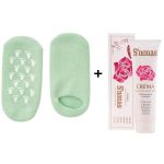 product_image_name-Generic-Chaussettes en Gel de Silicone réutilisables,hydratant, blanchissant exfoliant,soins des pieds, couleur verre + S'Nonas Creme Hydratante en glycerine 150 ml.-1