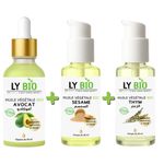 LY BIO PACK HUILE AVOCAT 50ml - PIPETTE + HUILE SESAME 50ml - POMPE + HUILE THYM 50ML - POMPE