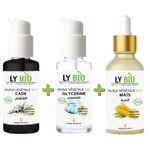 LY BIO PACK HUILE CADE 50ML - POMPE + HUILE GLYCERINE 50ml - POMPE + HUILE MAIS 50ML - PIPETTE