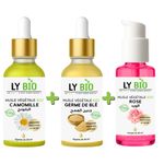 LY BIO PACK HUILE CAMOMILLE 50ML - PIPETTE + HUILE GERME DE BLE 50ML - PIPETTE + HUILE ROSE 50ml - POMPE