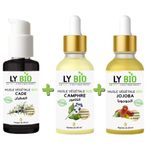 LY BIO PACK HUILE CADE 50ML - POMPE + HUILE CAMPHREE 50ML - PIPETTE + HUILE JOJOBA 50ML - PIPETTE