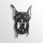 product_image_name-Generic-Tableau mural noir représente une tête de Doberman avec collier à pointes en bois MDF 20*35CM-2