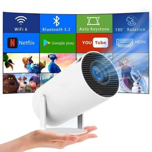 Projecteur portable HY300 Pro intelligent avec correction horizontale automatique 1280720P, projecteur de cinéma rotatif à 180° compatible avec téléphone, Wi-Fi 6