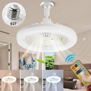 Luminaire ventilateur de plafond avec lumière, ventilateur silencieux E27 avec télécommande