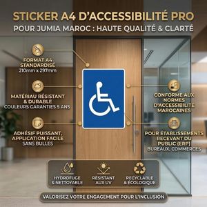 Plaque Signalétique Handicapés - Sticker Autocollant PMR - Format A4 - Signalisation Accessibilité Établissement et Parking