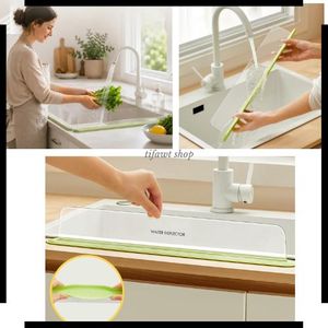 Déflecteur d’Eau pour Évier de Cuisine – Pare-Éclaboussures Transparent avec Base en Silicone Antidérapante