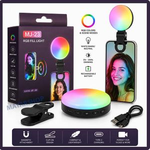 Lampe LED Selfie Magnétique RGB Rechargeable MJ-23 – Éclairage d’Appoint Clip & MagSafe – USB-C – Luminosité Réglable – Idéale pour TikTok, Instagram, Vlogging, Streaming et Appels Vidéo