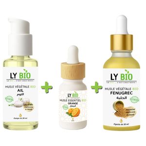 LY BIO PACK HUILE AIL 50ML - POMPE + HUILE ESSENTIEL ORANGE 10ML + HUILE FENUGREC 50ML - PIPETTE