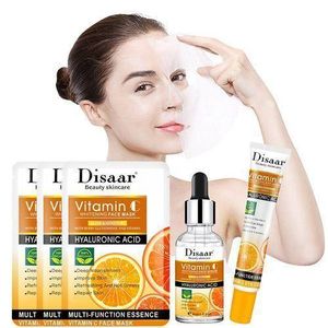 Disaar Pack soins visage à la vitamine C, acide hyaluronique, 3 Masques facial, sérum, crème yeux efficace