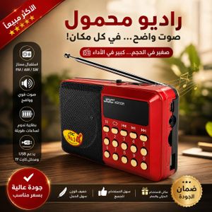 Radio Portable Rechargeable FM, Lecteur MP3 USB Carte TF, Poste Radio Numerique De Poche, Mini Haut Parleur Audio USB, Recepteur Radio Haute Sensibilite, Poste Radio Avec Batterie Rechargeable, Lecteur Audio Portable Coran Et Musique