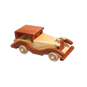 Voiture Classique en Bois  – Vintage Artisanale – Jouet & Décoration Élégante