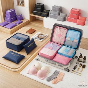 Set d'Organiseurs de Valise de Voyage - Cubes d'Emballage Multi-pièces et Sacs de Rangement pour Vêtements, Sous-vêtements et Cosmétiques