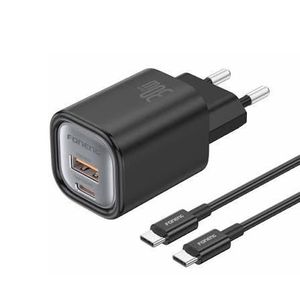 Foneng شاحن آيفون Type C إلى Type C متوافق مع جميع الهواتف الذكية أبيض - قابس + كابل 45W USB C GAN