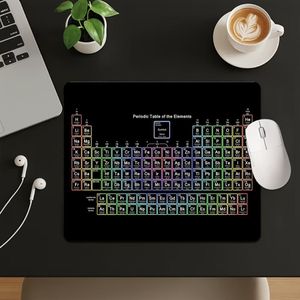 Tapis de souris sur le thème de la table périodique noir, un tapis de clavier mécanique élégant, disponible en petites tailles de ou, parfait comme cadeau, décoration de bureau exquise, tapis de souris en caoutchouc antidérapant, adapté aux joueurs PC, 