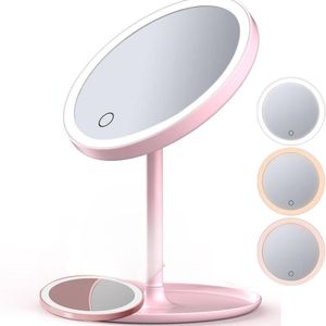Miroir de maquillage LED compact avec support – portable et pratique – Couleur aléatoire.