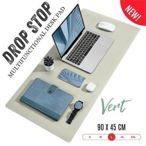 Drop Stop Tapis de souris, tapis de souris en cuir, tapis de souris imperméable et antidérapant, tapis de souris de bureau pour gamer, bureau et maison, Vert