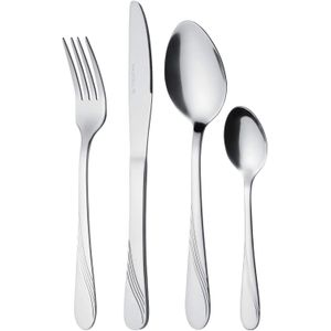 Prima Ensemble de Couverts 24 Pièces pour 6 Personnes, Acier Inoxydable, Fabrication Italienne, Finition Brillante, Design Élégant, Service de Table Premium