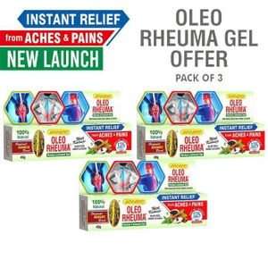 Looloo 3x Gel Soulagement de la douleur, Gel liniment aux herbes Oleo Rheuma, Gel de Massage, Enrichi en kalonji, clou de girofle, cannelle, menthe , Formule non collante et non grasse(paquet de 3 à 40 g)