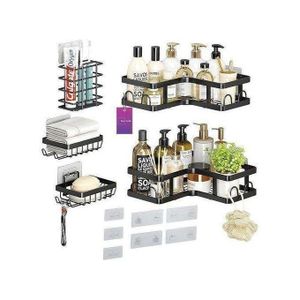 Organisateur de douche - Pack de 5 - Grande capacité - Adhésif renforcé - Acier inoxydable