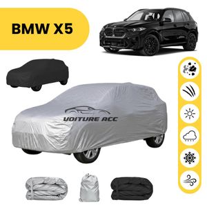 Bâche voiture imperméable double face – Protection complète contre pluie, soleil et poussière + sac offert ( BMW X5 )